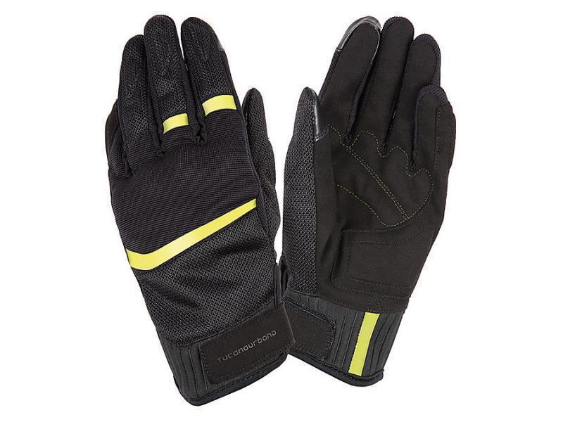 Tucano Penna guanti moto certificati EN13594 Nero / Giallo fluo - guanti in tessuto