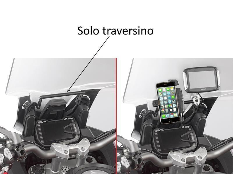 Givi FB7408 Traversino per porta navigatori Ducati MTS 15/17 Nero - porta smartphone telepass