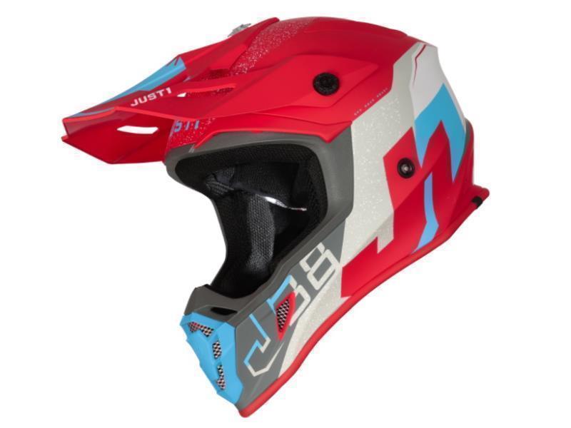Just1 J38 casco moto cross Korner Matt Blue / Red - caschi cross