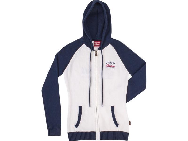 Indian Felpa donna logo con zip Thru White / Navy - felpe