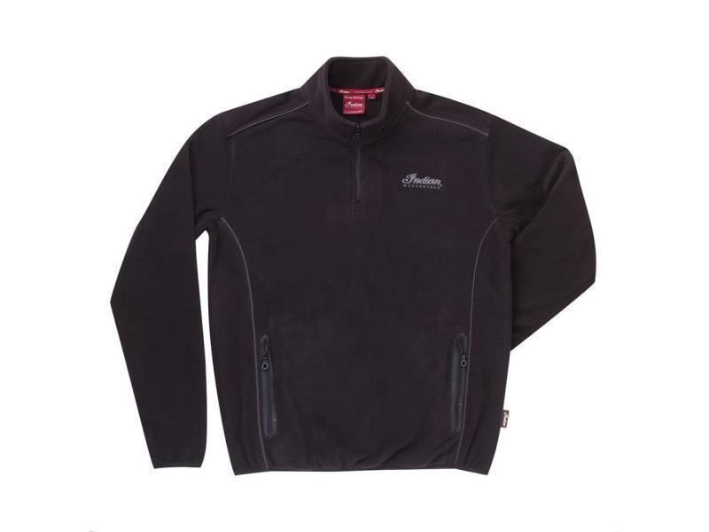 Indian Felpa uomo in pile 1/4 Zip Nero - felpe