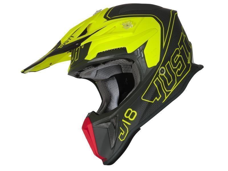 Just1 J18 casco moto cross fiberglass Vertigo Matt Red / Grey / Yellow fluo - caschi cross