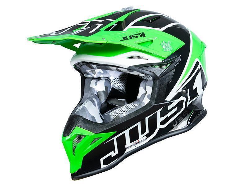 Just1 J39 casco moto cross Thruster Black White Fluo Green - caschi cross