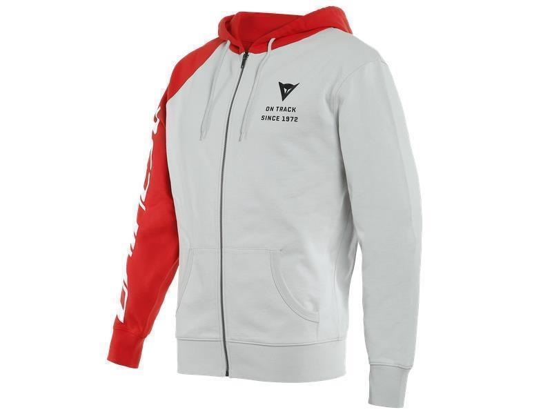 Dainese Paddock full zip hoodie felpa con cappuccio Glacier-Gray / Lava red /Black - felpe