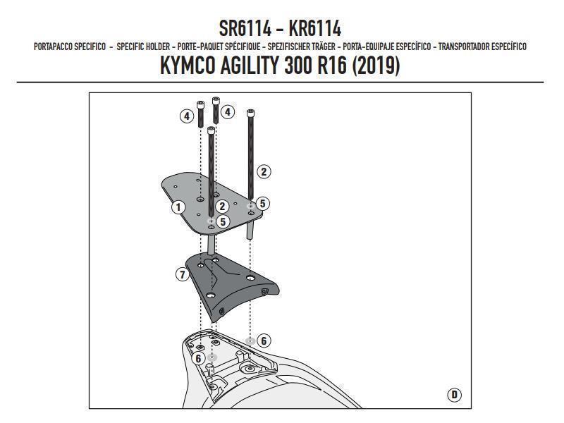 Givi SR6114 Portapacchi Kymco Agility 300 R16 19 / 20 Nero - portapacchi e portavaligie
