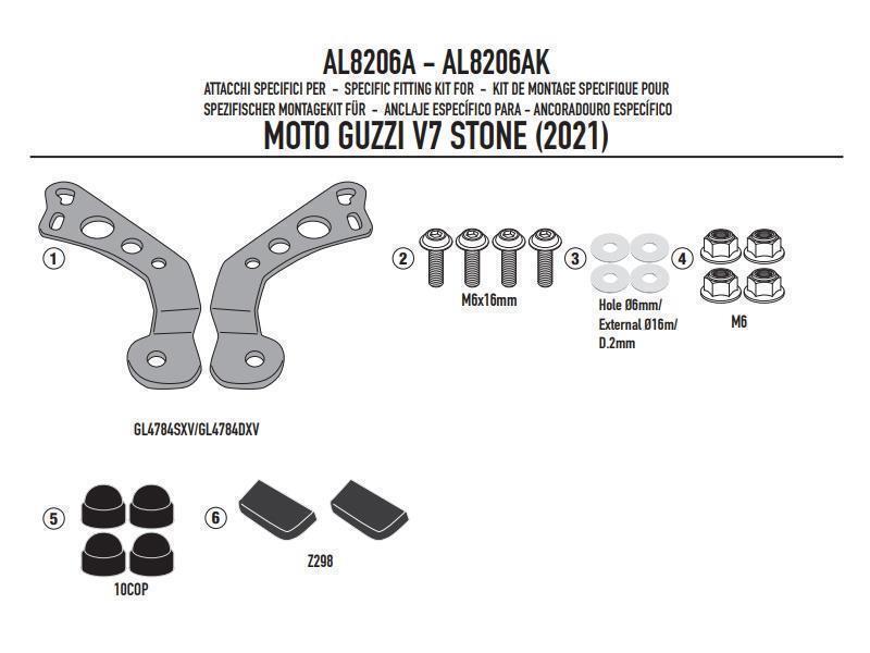 Givi AL8206A attacchi Guzzi V7 Stone 21 cupolino 100AL 100ALB 140  - cupolini e parabrezza