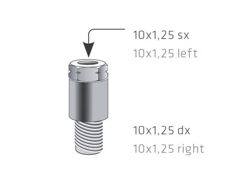 FAR 0343 adattatore femmina 10x1.25 SX a maschioi 10x1.25 DX  - specchietti