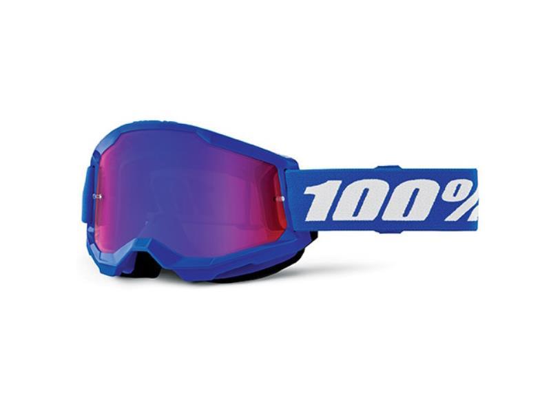 100% Strata 2 Junior maschera moto cross da bambino Blu / Lente specchio rossa-blu - maschere occhiali e lenti di ricambio