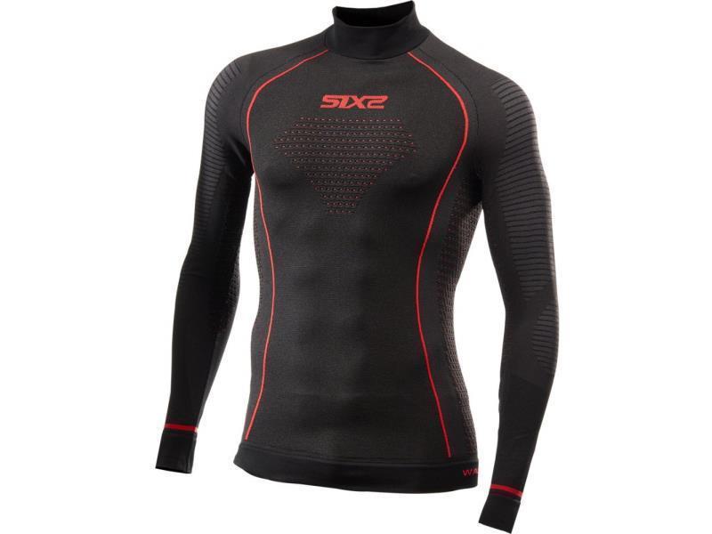 Sixs TS3WCU Lupetto termico moto maniche lunghe BlazeFit Black / Red - sottotute e capi termici