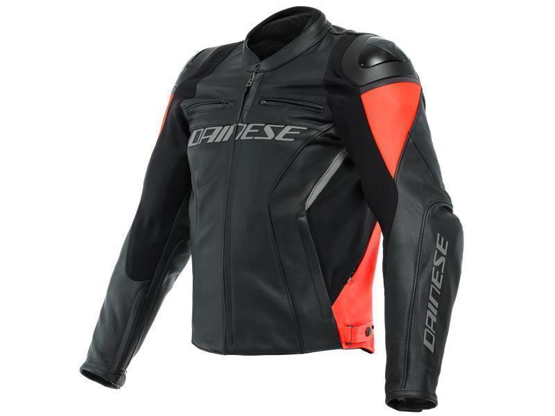 Dainese Racing 4 giacca moto strada sportiva Black / Fluo Red - giacche in pelle
