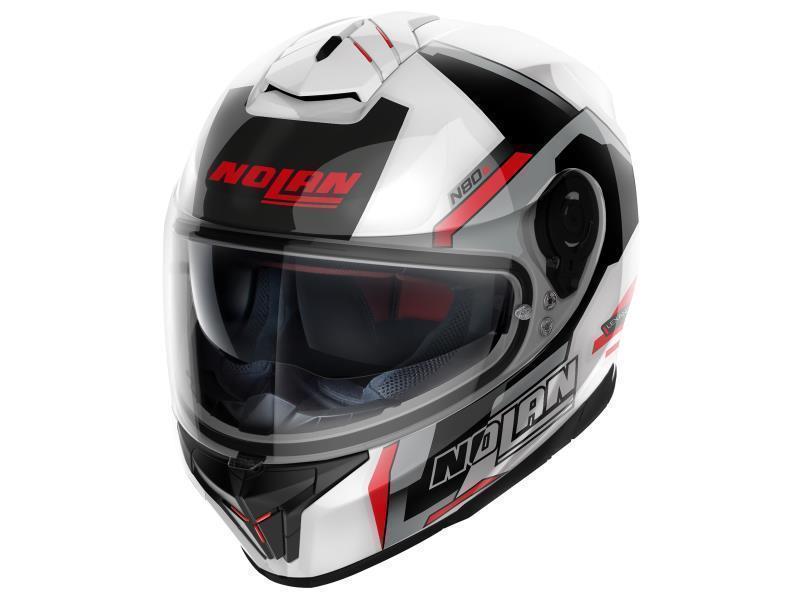 Nolan N80-8 N Com casco moto Wanted (074) Black / White / Red / Silver - caschi integrali