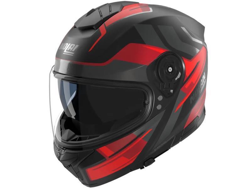 Nolan N80-8 N Com casco moto Trittico (357) Nero / Rosso opaco - caschi integrali