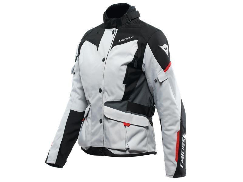 Dainese Tempest 3 D Dry lady giacca moto donna touring Glacier gray / Black / Lava Red - giacche impermeabili