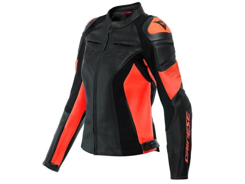 Dainese Racing 4 lady giacca moto donna strada sportiva Black / Fluo red - giacche in pelle