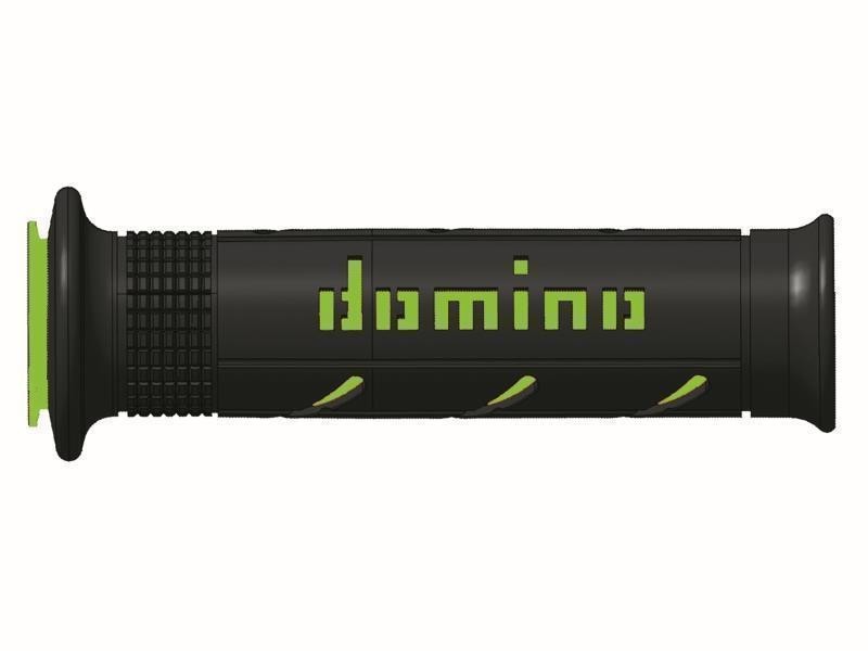 Domino A250 coppia manopole strada racing con finitura liscia Soft Nero / Verde - manopole