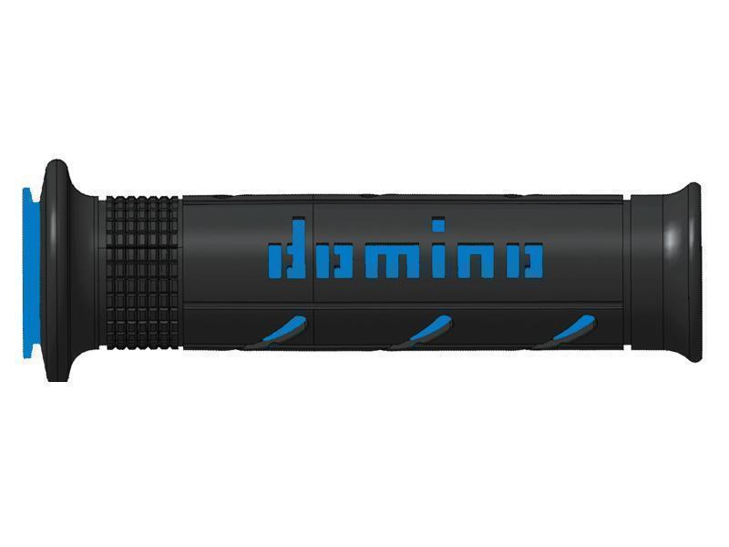Domino A250 coppia manopole strada racing con finitura liscia Soft Nero / Blu - manopole