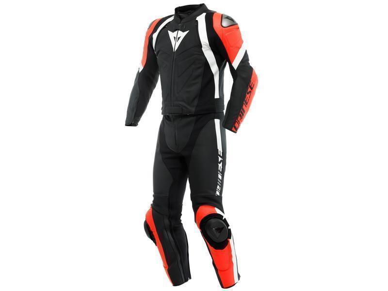 Dainese Avro 4 tuta moto divisibile 2 pezzi Black-Matt / Fluo-Red / White - tute in pelle divisibili