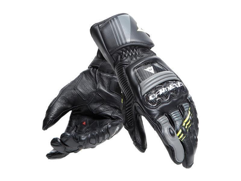 Dainese Druid 4 guanti moto racing Black / Charcoal-Grey / Fluo Yellow - guanti in pelle
