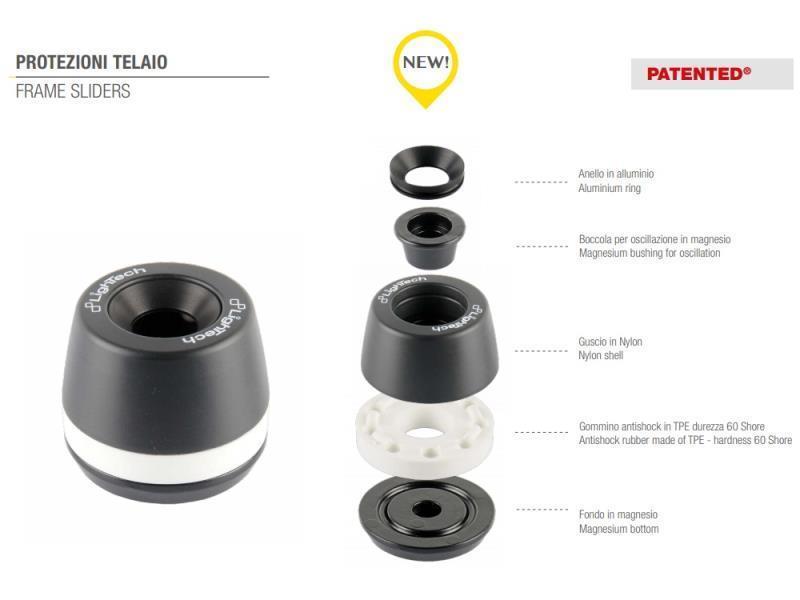 Lightech STEAP204 Protezioni telaio Aprilia Tuono V4 1100 21 / 22 Nero - protezioni telaio e tamponi