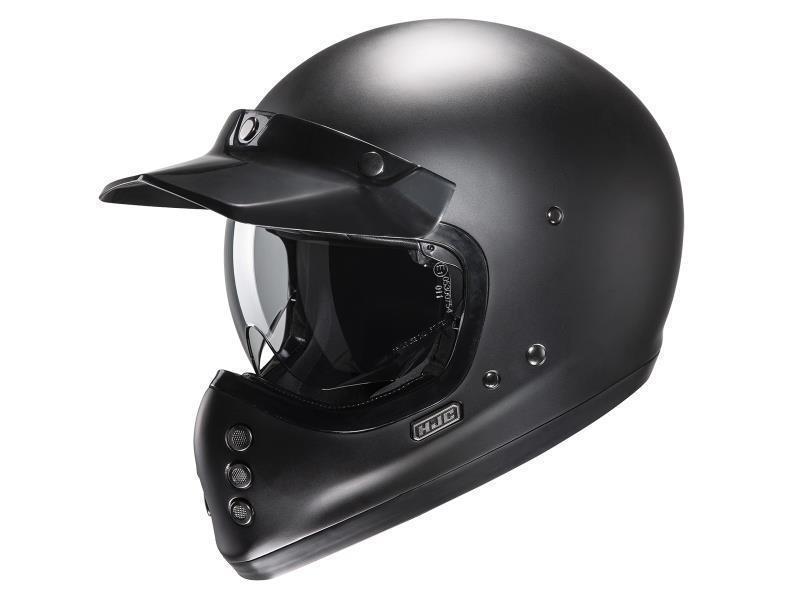 HJC V60 casco enduro retrò ECE 22.06 Semi flat black - caschi integrali