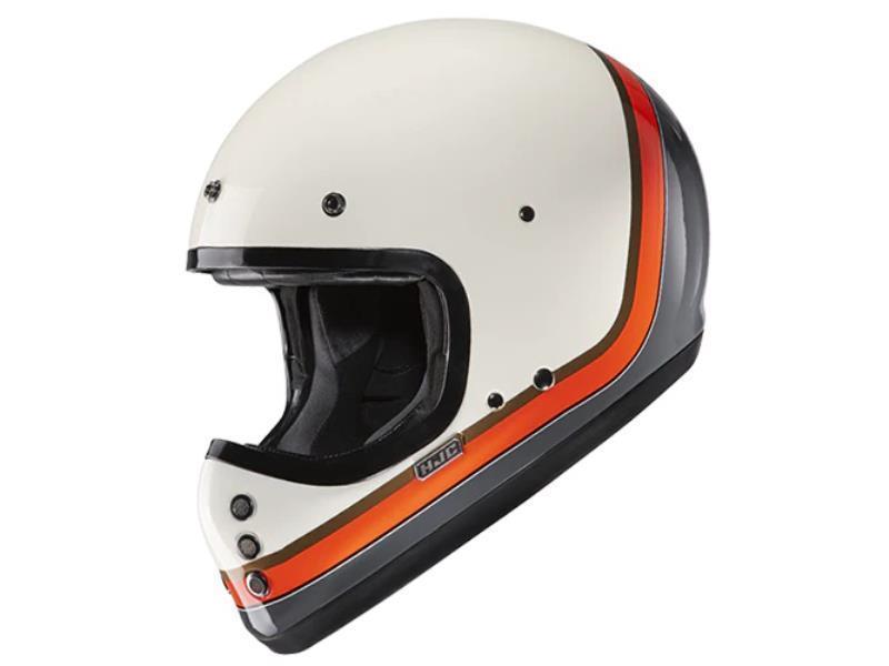 HJC V60 casco enduro retrò ECE 22.06 Scoby MC7 Bianco / Arancio / Grigio - caschi integrali