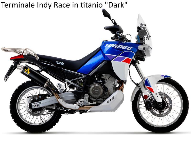 Arrow Terminale Aprilia Tuareg 660 22 / 24 Indy Race titanio Dark con fondello inox - scarichi e terminali