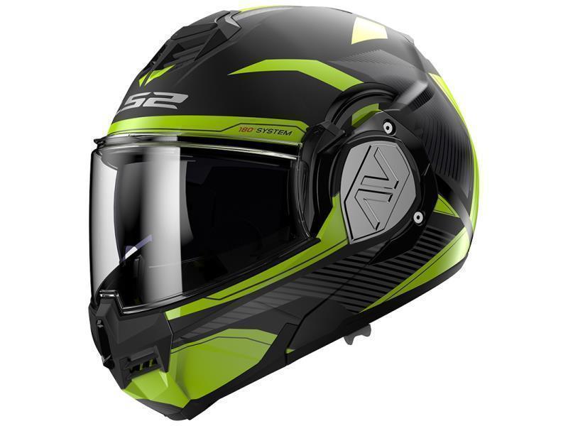 LS2 FF906 Advant ECE 22.06 casco moto convertibile Revo Black H V Yellow - caschi modulari
