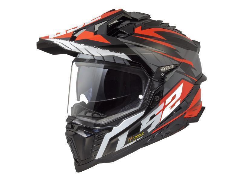 LS2 MX701 Explorer ECE 22.06 casco moto enduro Spire Black Titanium Red - caschi integrali