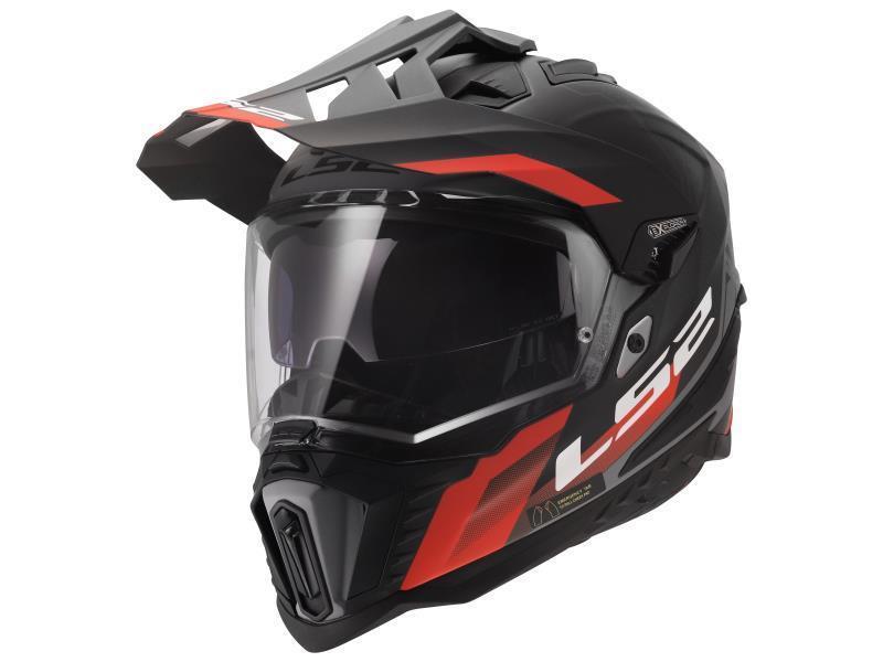 LS2 MX701 Explorer ECE 22.06 casco moto enduro Xexa Matt Black Red Grey - caschi integrali