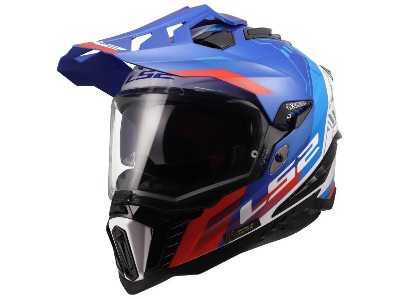 LS2 MX701 Explorer ECE 22.06 casco moto enduro Xexa White Blue Red - caschi integrali