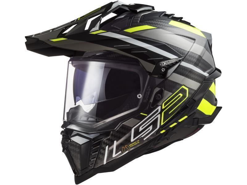 LS2 MX701 Explorer Carbon ECE 22.06 casco moto enduro Edge Black H V Yellow - caschi integrali