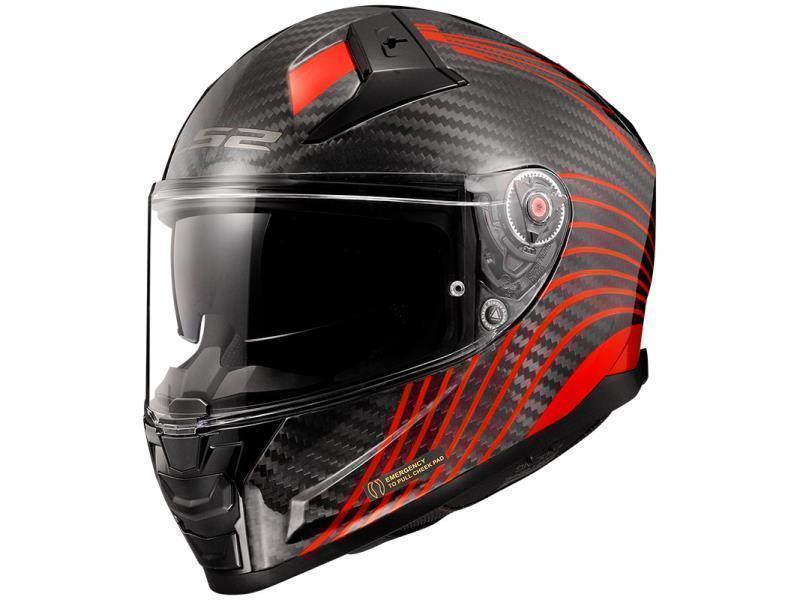LS2 FF811 Vector II Carbon ECE 22.06 casco moto Carbon Flux Gloss Red - caschi integrali