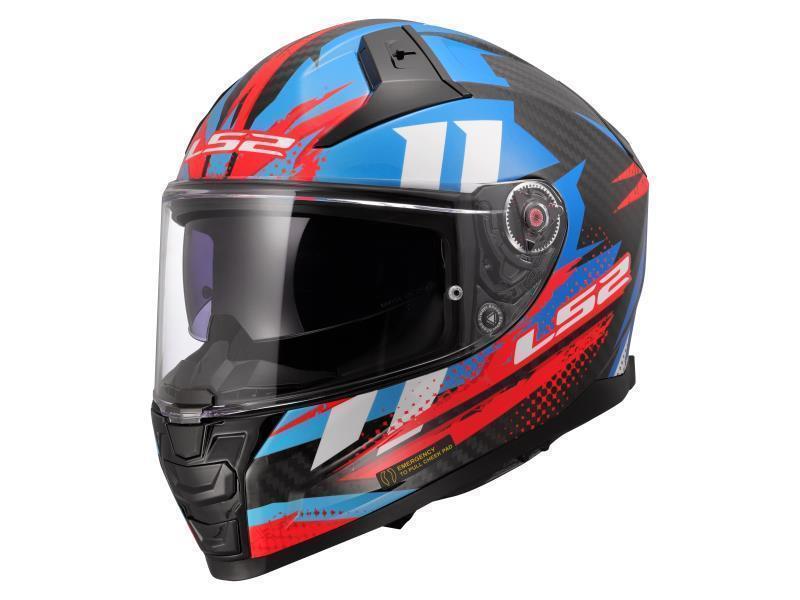 LS2 FF811 Vector II Carbon ECE 22.06 casco moto Carbon Tantic Blu Red - caschi integrali