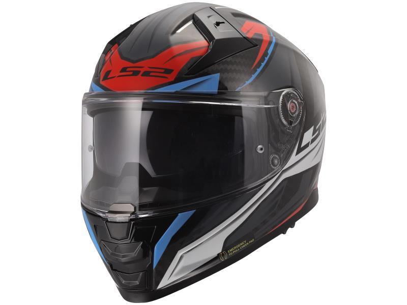 LS2 FF811 Vector II Carbon ECE 22.06 casco moto Savage White Blue Red - caschi integrali
