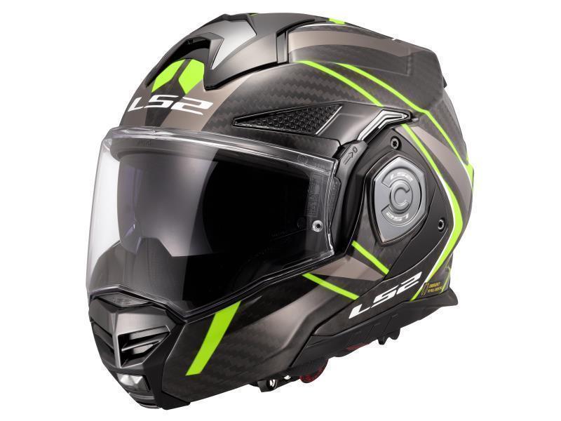 LS2 FF901 Advant X Carbon casco moto ECE 22.06 ment ribaltabile C Future II H V Yellow - caschi modulari