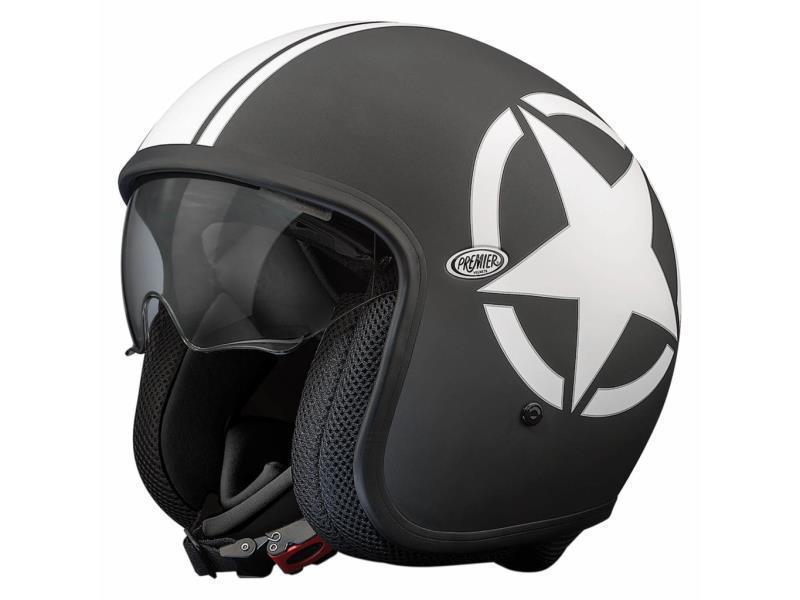 Premier Vintage ECE 22.06 casco moto Star 9 BM Nero / Bianco Opaco - caschi jet