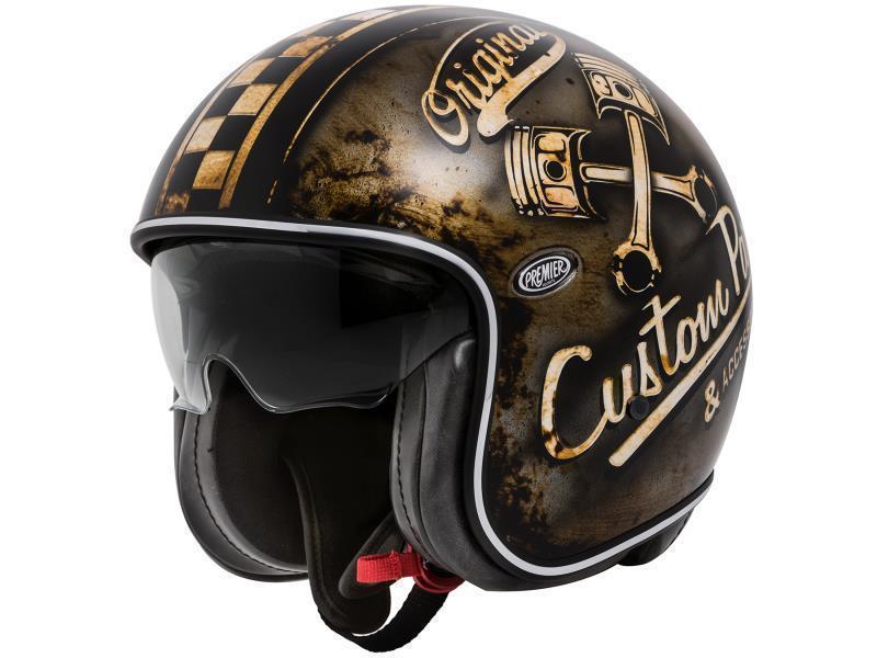Premier Vintage ECE 22.06 casco moto OP9BM Nero / Oro Opaco - caschi jet