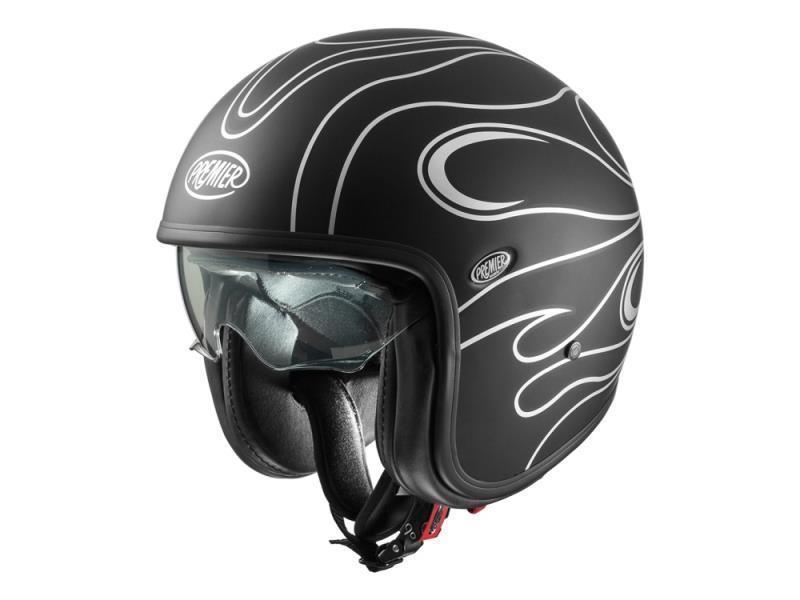 Premier Vintage ECE 22.06 casco moto FR Silver Chrome BM Nero / Arg opa - caschi jet