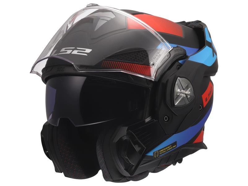 LS2 FF901 Advant X casco moto ECE 22.06 ment ribaltabile Nova Matt Black / Red / Blue - caschi modulari