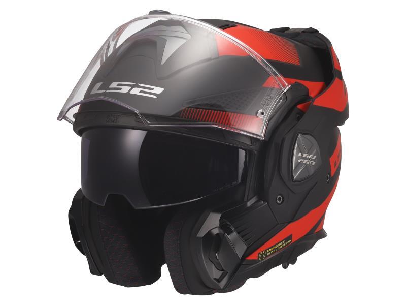 LS2 FF901 Advant X casco moto ECE 22.06 ment ribaltabile Nova Matt Black / Red - caschi modulari