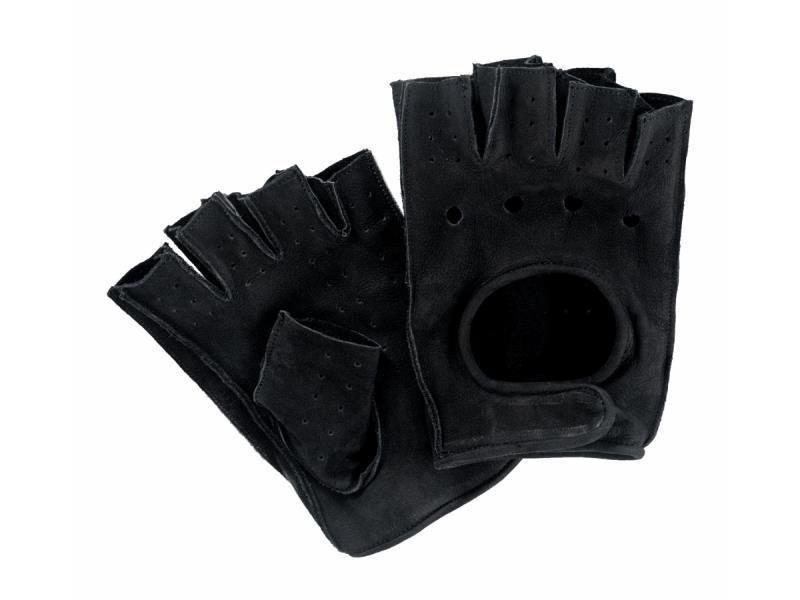 Amas Half guanti moto mezze dita estivi in pelle Nero - guanti in pelle