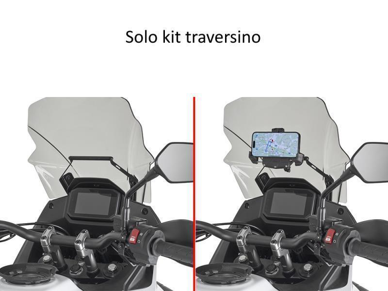 Givi FB1201 Traversino per porta navigatori Honda Transalp 750 23 Nero - porta smartphone telepass