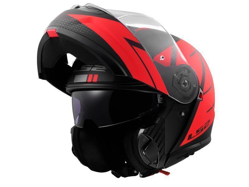 LS2 FF908 Strobe II casco moto apribile ECE22.06 Code Matt Black Red - caschi modulari