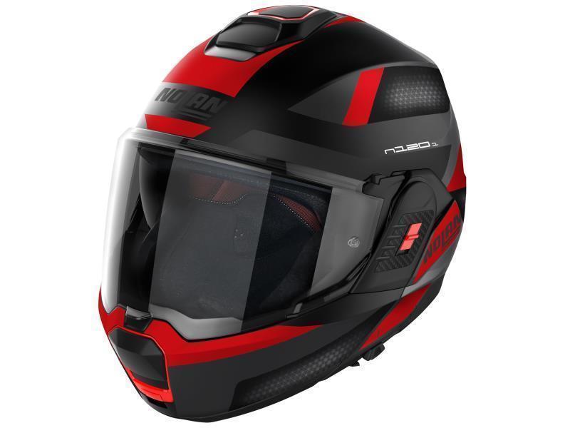 Nolan N120-1 N Com casco ribaltabile Subway (022) Flat Black / Red - caschi modulari