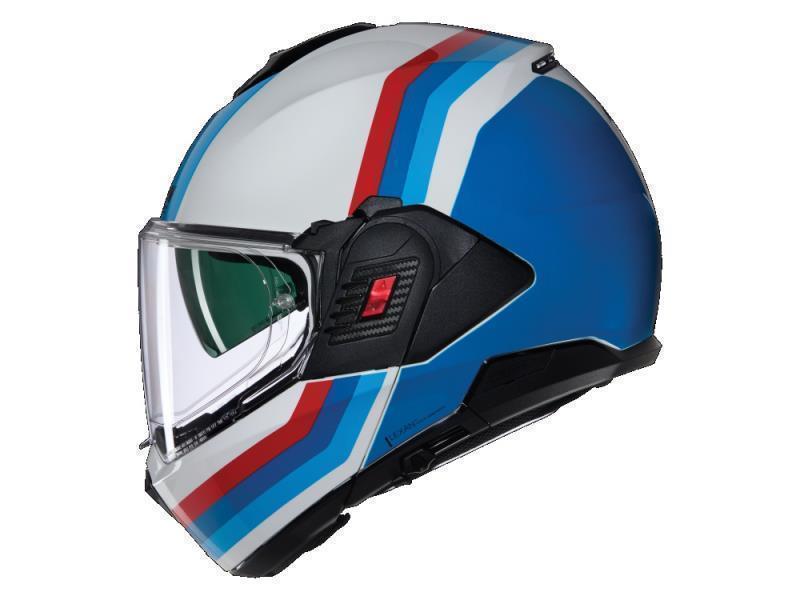 Nolan N120-1 N Com casco ribaltabile Lineo (347) Bianco/Blu/Rosso lucido - caschi modulari