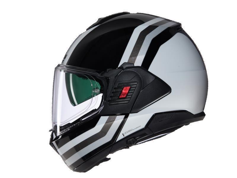 Nolan N120-1 N Com casco ribaltabile Lineo (348) Nero/Bianco/Argento lucido - caschi modulari