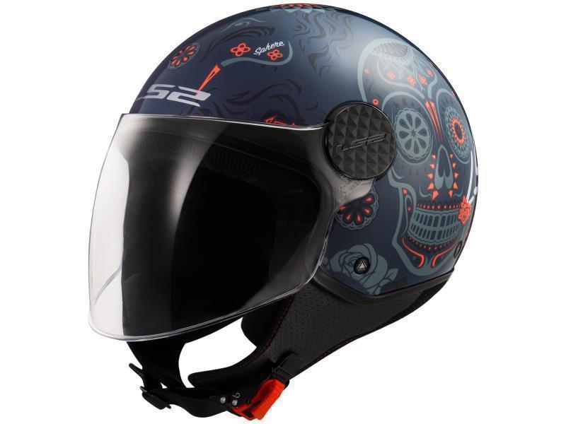 LS2 OF558 Sphere II casco moto ECE22.06 Lux Maxca Cobalt Orange - caschi jet