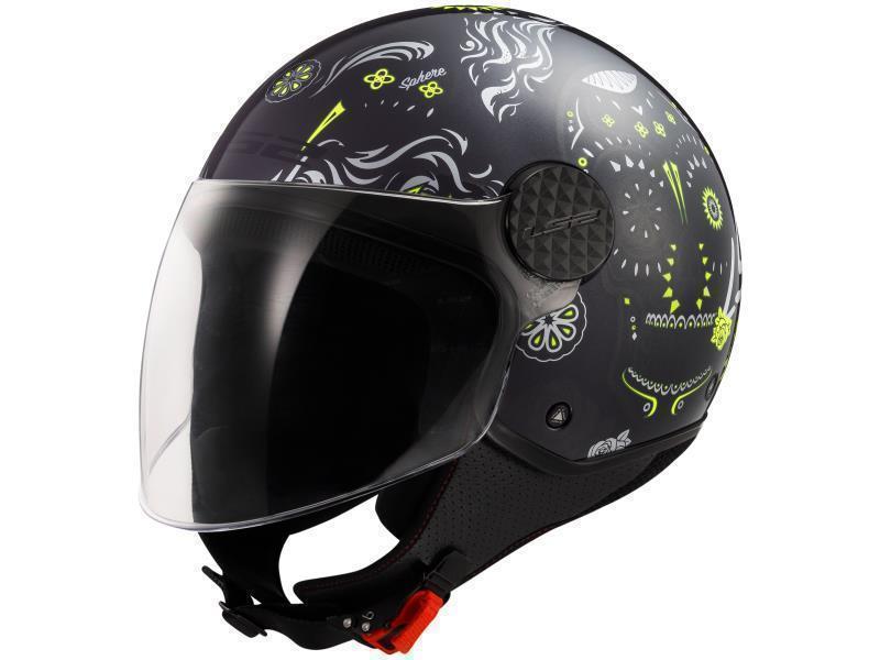 LS2 OF558 Sphere II casco moto ECE22.06 Lux Maxca Black H V Yellow - caschi jet