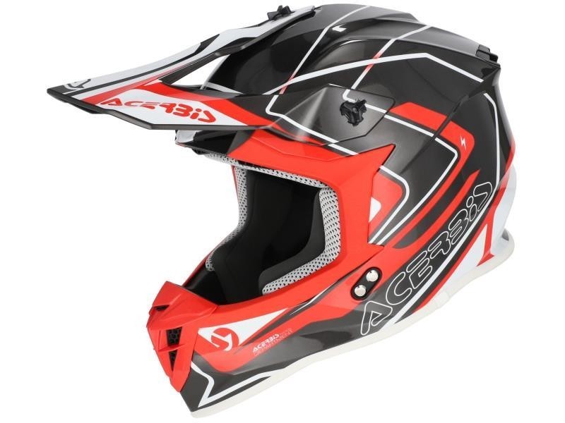 Acerbis Linear casco moto cross ECE22.06 Grigio / Rosso (479) - caschi cross