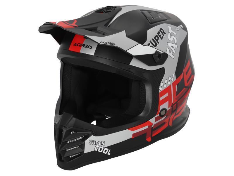 Acerbis Profile Junior casco moto cross bambino ECE 22.06 Nero / Rosso 51-52 cm - caschi cross